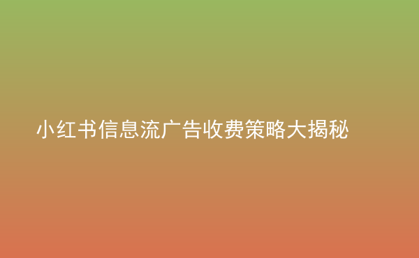  小红书信息流广告收费策略大揭秘